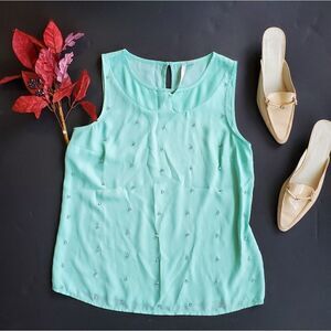 Lauren Conrad Teal Jeweled Tank Blouse